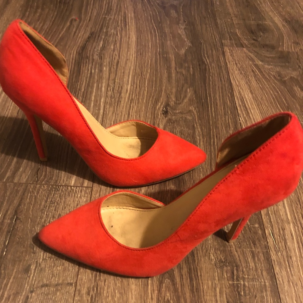suede coral colored heels
